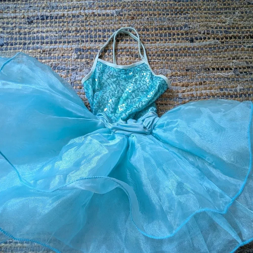 Light Blue Princess Tulle Sequin Costume Dress XL Kids Fairy Castlecore Hallowee